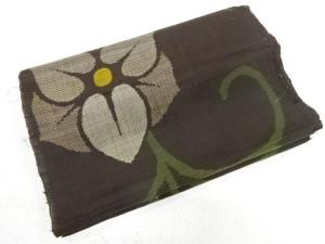 アンティーク　本場泥大島紬　花模様織り出し羽織洗い張り(5マルキ)